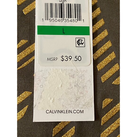 Calvin Klein Olive Gold Round neck Tee Top T-shirt Short Sleeves Size L - Picture 8 of 12